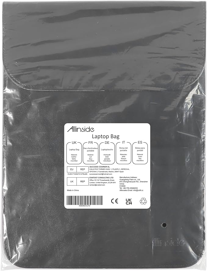 Allinside 15-16 inch Laptop Sleeve Case Compatible with MacBook Air 15 2023-2025/MacBook Pro 16 2021-2024, Waterproof PU Leather Laptop Sleeve Bag Protective Vertical Case Cover, Black