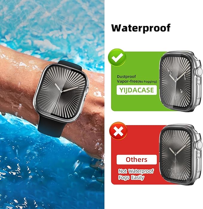 2 in 1 Waterproof Case for Apple Watch Screen Protector Series 10 Series 11(2025) 42mm Built-in Tempered Glass [Overal Protective] Ultra-Thin PC Bumper Cover Compatible iWatch
