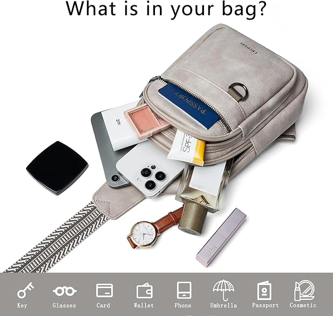 7L Sling Bag for Women Men Vegan Leather Crossbody Bags Fanny Pack Purse Backpack Over Shoulder Bag Travel Anti Theft