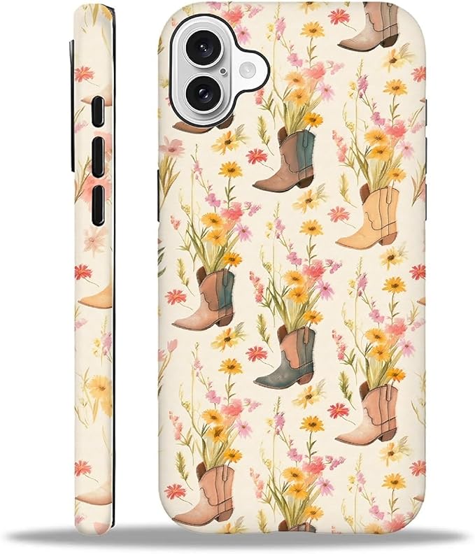 Case for iPhone 16,Western Cowgirl for Woman Men Full Body Protective Cover Shockproof 2 in 1 Silicone + Hard PC Case for iPhone 16