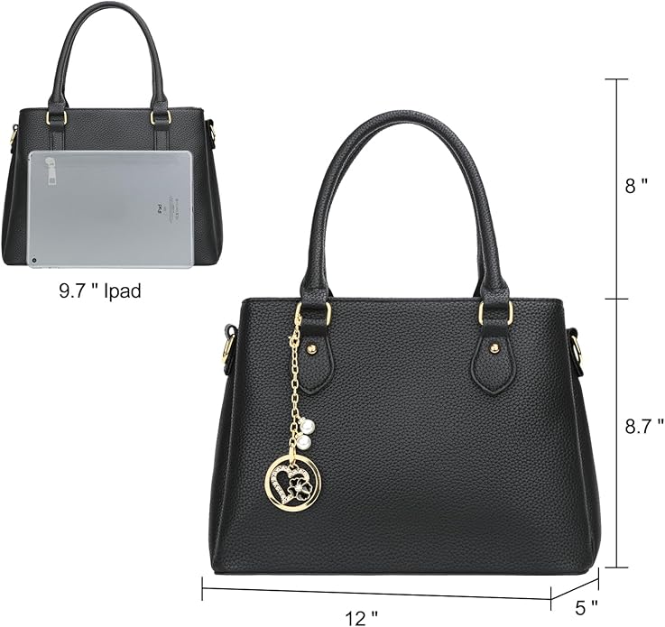 KKXIU Women Satchel Bags Handle Shoulder Handbags and Purses Pockets Zipper Leather Crossbody Bags