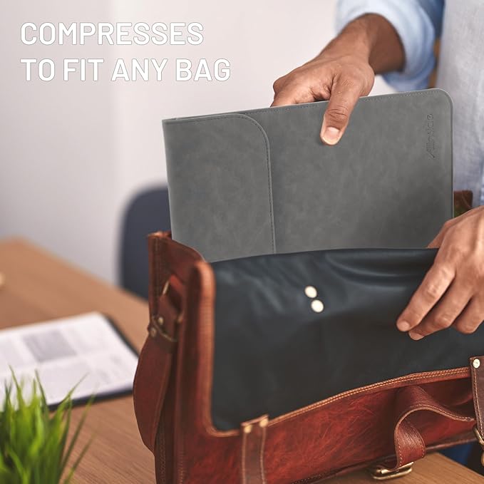 Allinside 13 inch Laptop Sleeve Case for with MacBook Air 13 2018–2025 (M2 A2681 M3 A3113 M4 A3240)/MacBook Pro 13 2016–2022 (A2251 A2289 A2338 M1 M2), PU Suede Leather Laptop Case Cover, Gray