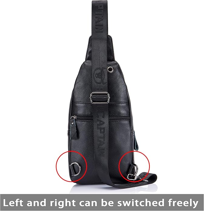 LUKZIJAES Genuine Leather Sling Bag for Men