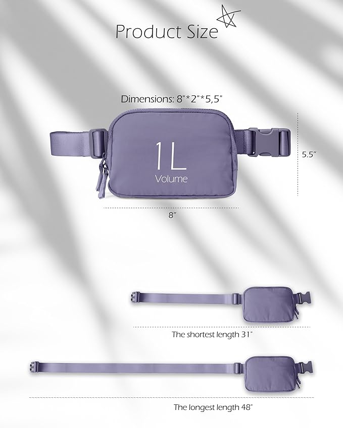 ODODOS Unisex Mini Belt Bag with Adjustable Strap Small Fanny Pack for Workout Running Traveling Hiking, Ultra Violet