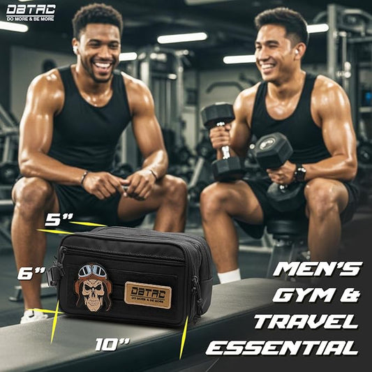 DBTAC Tactical Toiletry Bag w/Electronic Organizer Compartment | Dry/Wet Separate Hygiene Bag, Expanded Travel Dopp Kit Shaving Kit Travel shower Bag for Men (Black)
