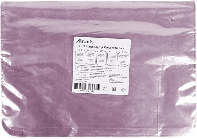 Allinside 13 Inch Laptop Sleeve Case for MacBook Air 13 2018-2025/MacBook Pro 13 2016-2022/Macbook Pro 14 2021-2024, Waterproof PU Leather Horizontal Envelope Protective Case Cover, Purple