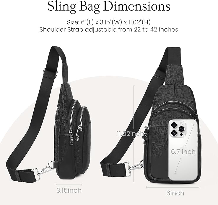 befen Genuine Leather Small Sling Bag for Women Anti-Theft Crossbody Chest Bags Fanny Packs for Travel with RFID Card Slots