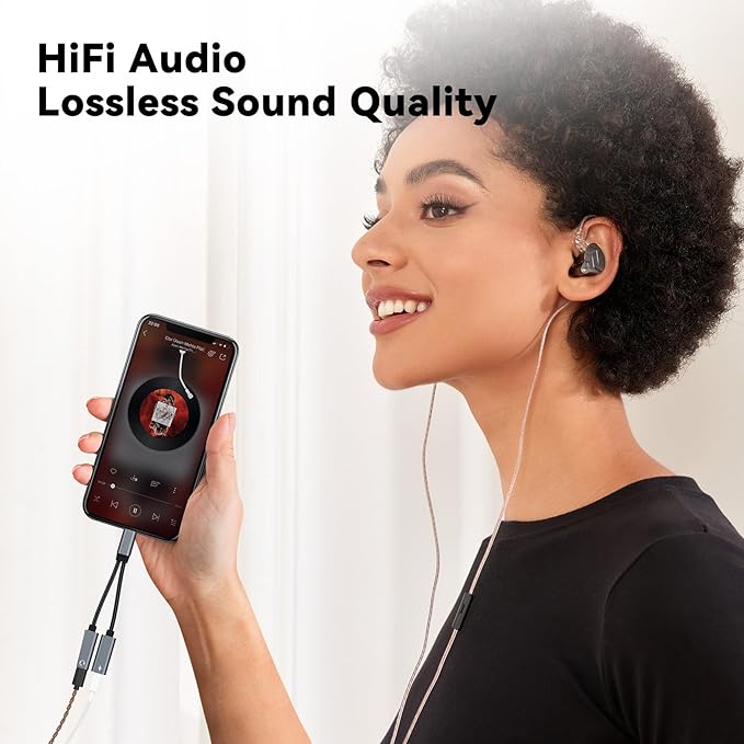 USB C Splitter,1 in 2 Out Dual USB C Type Headphone and Charger Audio Adapter, Type C Headphone Adapter and 60W PD Fast Charging Dongle Cable Compatible with Phone 16/15 Pro Max,USB-USB, 1Pack)