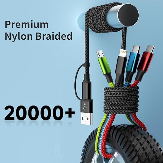 Travel 4 in 2 Multi Charging Cable with Dual Type-C, USB A/USB C Chargers for Multiple Devices, Multiple Charger Cord Compatible with Most Cell Phones/Tablets and More (1Pack, 5FT)