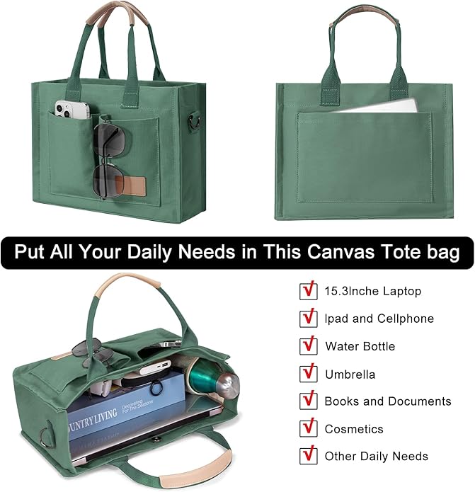Tote Bags for Women Canvas Tote Purse Crossbody with Pockets Top Handle Shoulder Satchel Bag for Women