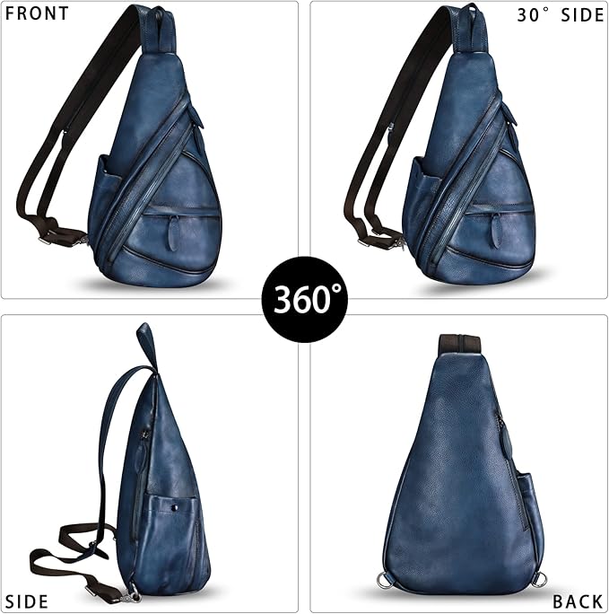 Genuine Leather Sling Bag for Men and Women Leather Sling Backpack Purses Chest Bag Crossbody Shoulder Fanny Bag