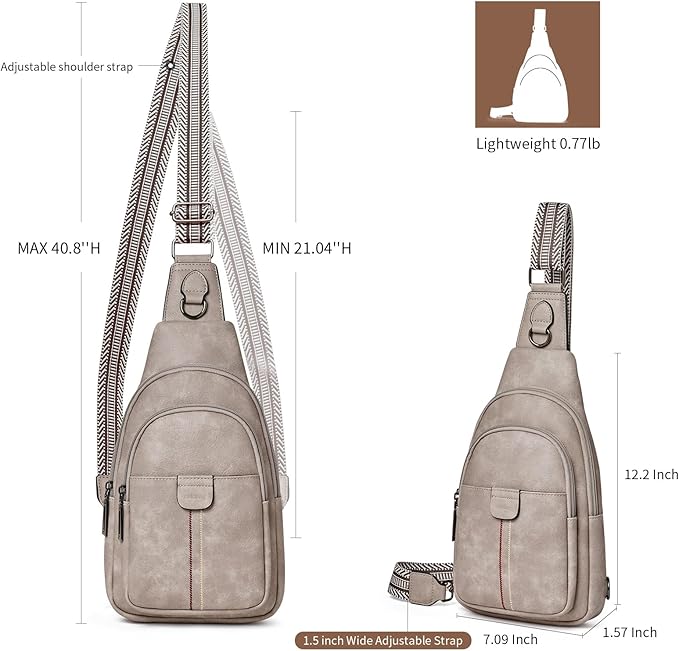 Womens Sling Bag Crossbody Bags for Women Vegan Leather Sling Backpack Daypack Fanny Pack Crossbody Purse Travel