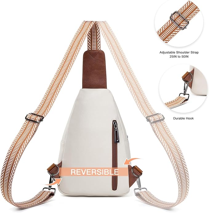 Sling Bag for Women Crossbody Purse Leather Crossbody Bag Fanny Pack Chest Pack for Travel Everyday Vacation