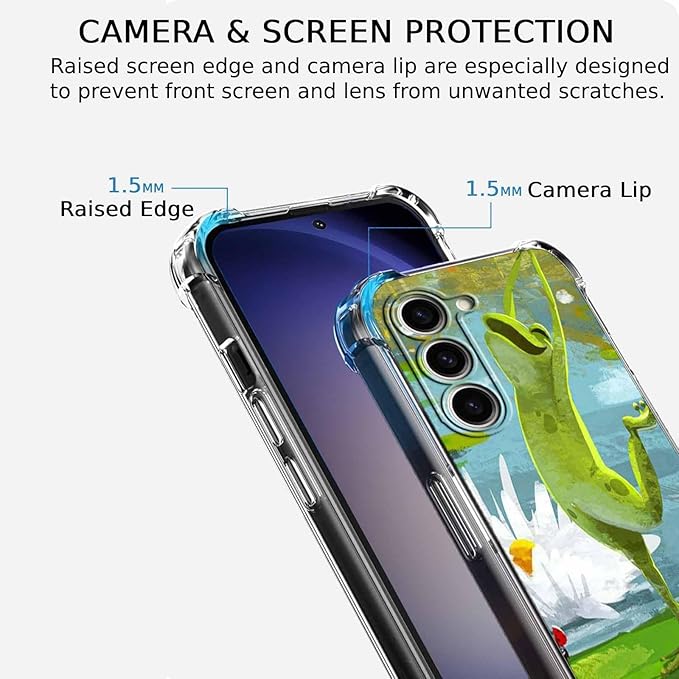 Case for Samsung Galaxy S23+ with Dancing Frog Design,Cute Hippie Animal Pattern,Clear Soft TPU Bumper Phone Cover,6.6"(Frog,S23P)