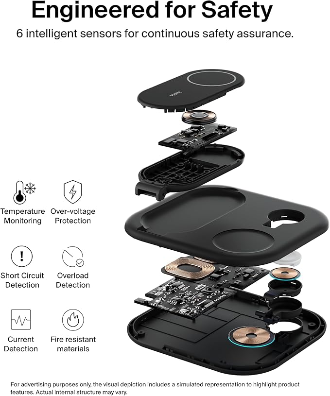 Belkin 3-in-1 MagSafe-Compatible iPhone Charger 15W, Foldable Magnetic Qi2-Certified Wireless Charging Station for iPhone 17, Apple Watch Series 10, AirPods 4, Pixel 10, w/Non-Slip Base & PSU - Black