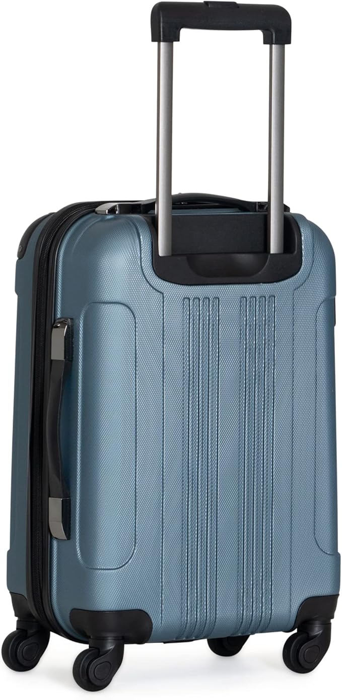 Kenneth Cole REACTION Out of Bounds Lightweight Hardshell 4-Wheel Spinner Luggage, Granite Blue, 24-Inch Checked