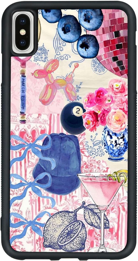 Aesthetic Collage Shockproof Protective Trendy Preppy Phone Case for iPhone Xs MAX Cute Flower Bow Cover