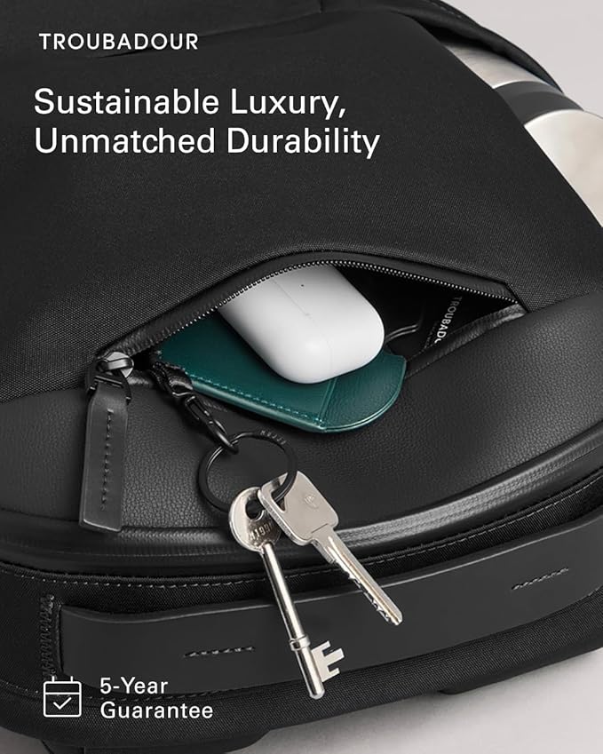 Troubadour Apex 3.0 Compact - 16L Premium Laptop Backpack - Ergonomic & Water Resistant - Designed for Work and Travel - Black