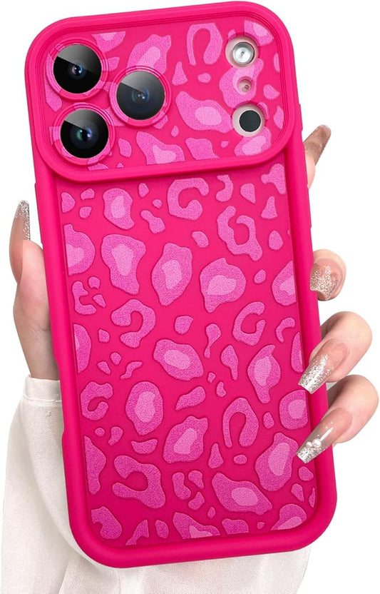 KANGHAR Case Compatible with iPhone 17 Pro Max Leopard Printed Pattern Cute Cheetah Phone Case Soft TPU Shockproof Protective Cover Designed for iPhone 17 Pro Max 6.9 Inch Hot Pink