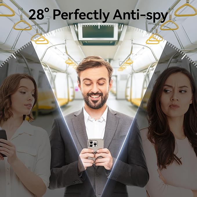 SMARTDEVIL 2+2Pack Privacy Screen Protector for iPhone 15 Pro Max with Camera Lens Protector,Shatterproof Tempered Glass[True 28°Anti Spy][9H Hardness][Automatic Dust-Elimination Install]