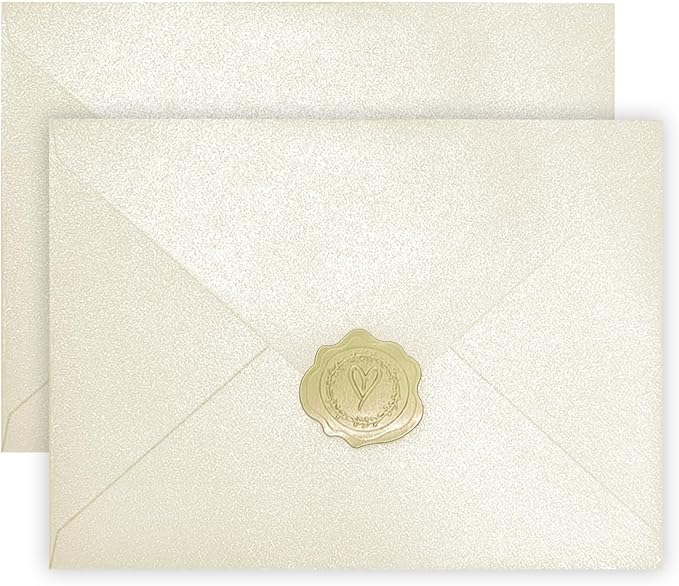 YINUOYOUJIA 50 PCS Pearl Ivory Envelopes A7,5 x 7 Ivory Shimmer Envelopes for Invitation,Perfect for Wedding Invitation Cards,Birthday RSVP Invite,5.25 x 7.25 inches