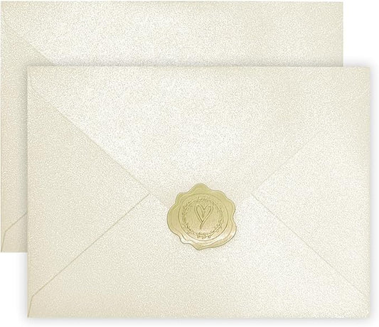 YINUOYOUJIA 50 PCS Pearl Ivory Envelopes A7,5 x 7 Ivory Shimmer Envelopes for Invitation,Perfect for Wedding Invitation Cards,Birthday RSVP Invite,5.25 x 7.25 inches