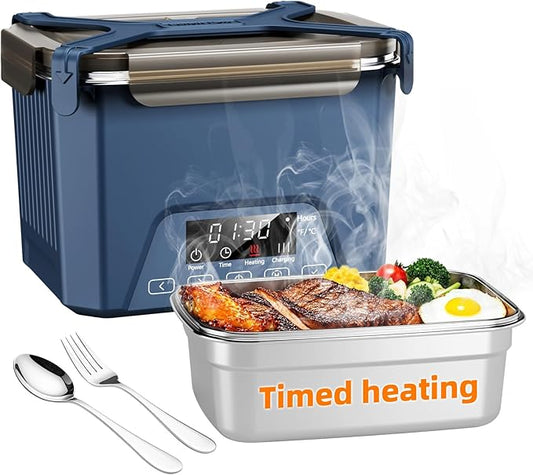 Cordless Electric Lunch Box for Adults, Heated Lunch Box 20000 mAh Battery Powered with Automatic Heating, 1.2L Portable Food Warmer, BPA Free