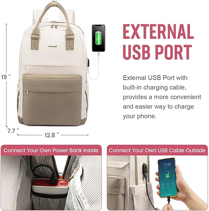 LOVEVOOK Laptop Backpack for Women, 17.3 Inch Laptop Bag with USB Port Fashion Waterproof Backpacks Teacher Nurse Stylish Travel Bags Vintage Daypacks Bookbag for College School Work
