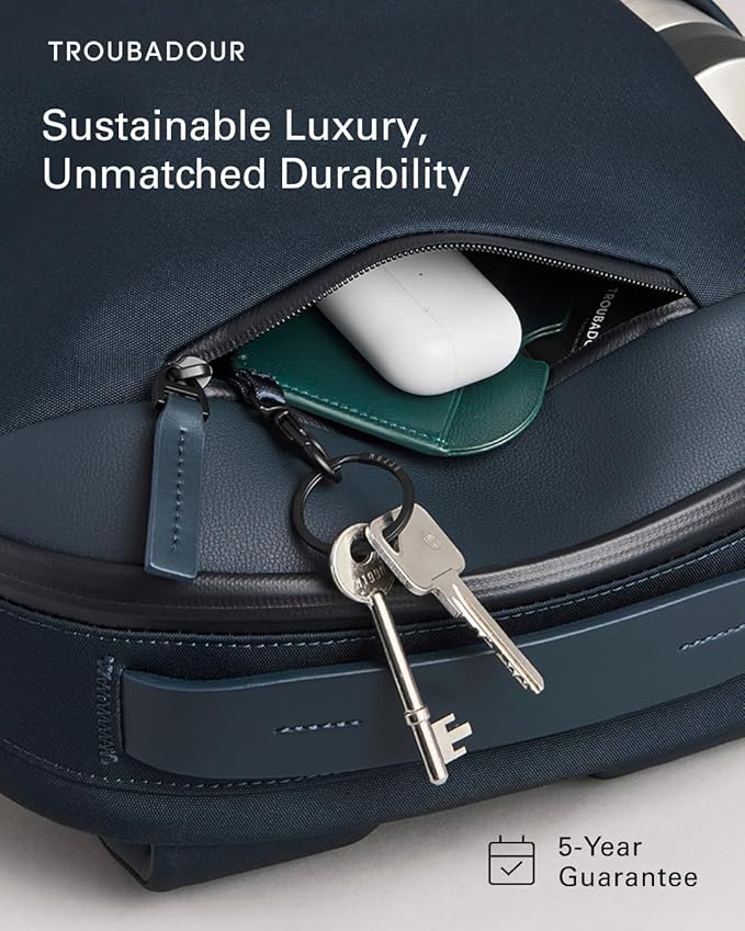 Troubadour Apex 3.0 Compact - 16L Premium Laptop Backpack - Ergonomic & Water Resistant - Designed for Work and Travel - Navy