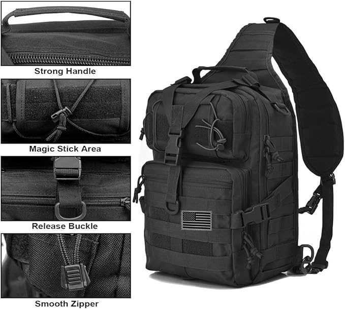 hopopower Tactical Sling Bag Pack Military Rover Shoulder Backpack EDC Assault Range Bag, Water-Resistant