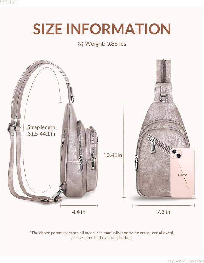Sling Bag for Women, Crossbody Bags for Women Trendy Crossbody purse Vegan Leather Sling Backpack Chest Bag with Dual Purpose Strap, Cloud Grey