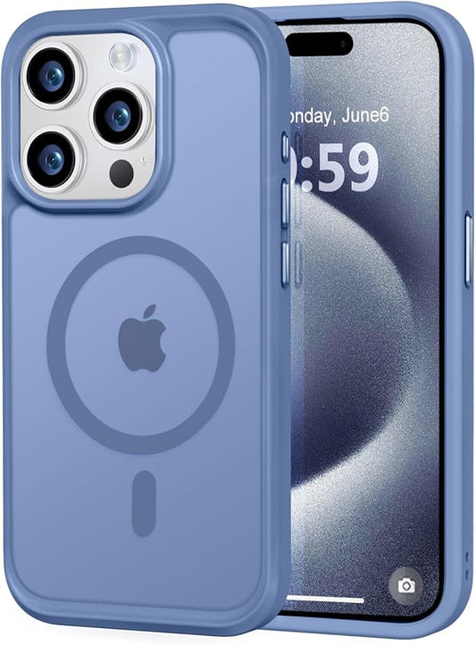 MOCCA Strong Magnetic for iPhone 15 Pro Case, [Compatible with Magsafe][13FT Military Drop Protection] Slim Translucent Matte Shockproof Case for iPhone 15 Pro Phone Case 6.1'', Blue