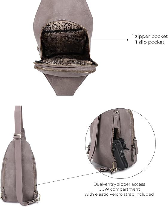 JESSIE & JAMES Brooke Unisex Concealed Carry Sling Bag Crossbody Backpack Purse