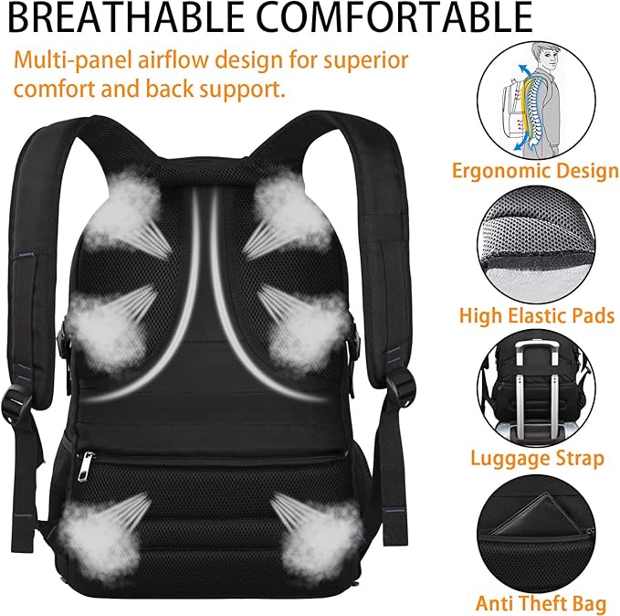 LTINVECK Extra Large 50L Travel Laptop Backpack, Blue, Unisex, Backpack with USB Charging Port, TSA Friendly, Durable, Heavy Duty, 17 Inch Laptop