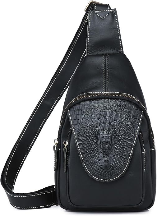 Genuine Leather Sling Bag for Men Women Backpack Chest Shoulder Satchel Crossbody Bags Casual Outdoor Daypack