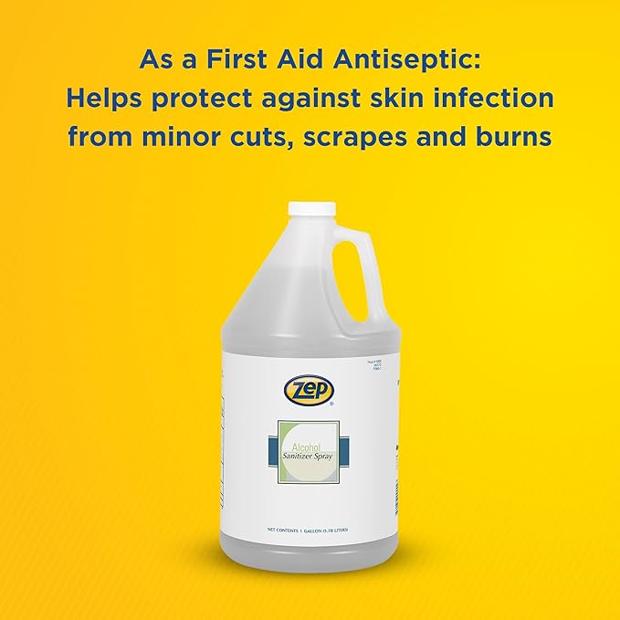 Zep Alcohol Hand Sanitizer Spray Refill - 1 Gallon (Case of 4) 90024-70% Ethanol-Based, Non-Foaming for Dispensers, Manufactured in the USA