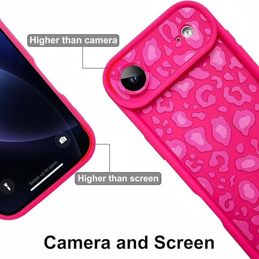 KANGHAR Case Compatible with iPhone Air Leopard Printed Pattern Cute Cheetah Phone Case Soft TPU Shockproof Protective Cover Designed for iPhone Air 6.5 Inch Hot Pink