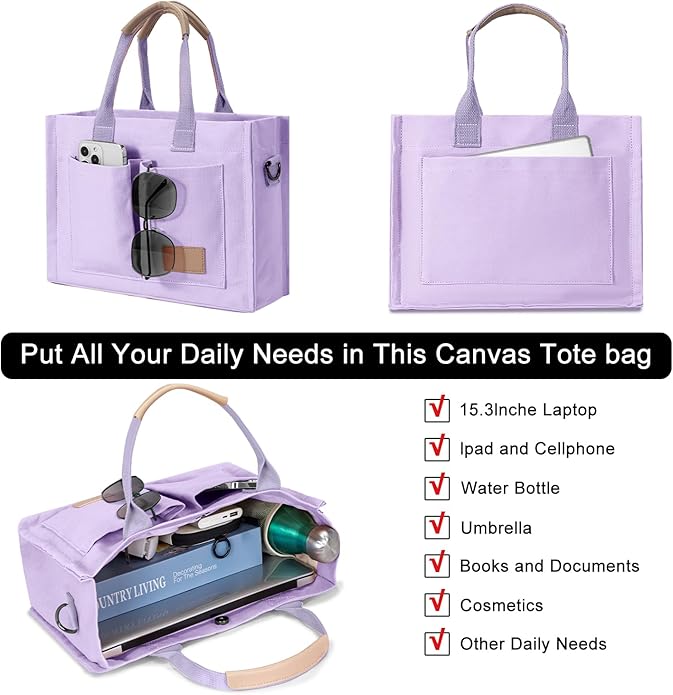 Tote Bags for Women Canvas Tote Purse Crossbody with Pockets Top Handle Shoulder Satchel Bag for Women
