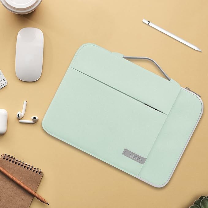 Lacdo 360° Protective 15-15.6 Inch Laptop Sleeve Case for Acer HP Dell ASUS Laptop, Acer Aspire 15, HP Pavilion 15, Dell Inspiron 15, Lenovo IdeaPad 15, ASUS ZenBook 15 Computer Bag, Green