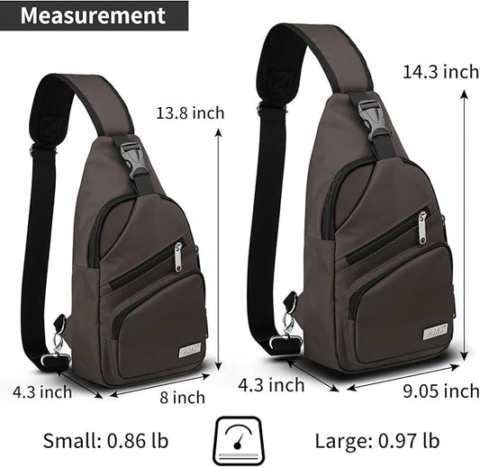 AMJ Crossbody Sling Bag Men Women, Casual Shoulder Backpack, Chest Daypack Satchel for Hiking Travel