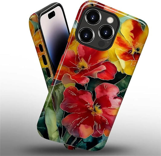 Case for iPhone 14 Pro Case,Vintage Floral Girly Design - Hybrid Dual Protection Silicone + Hard PC Shockproof Full Body Cover Slim Anti-Scratch Protective Case for Men Women