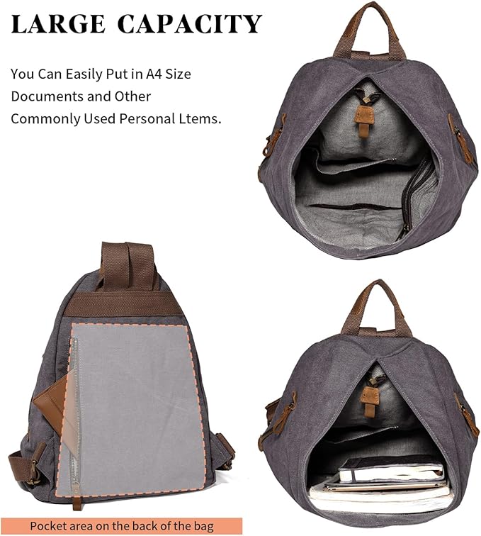 KL928 Canvas Vintage Backpack – Large Casual Daypack Outdoor Travel Rucksack Hiking Backpacks for Men Women
