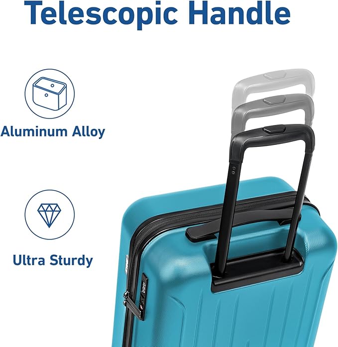 KYME Suitcase Hardshell With Double Spinner Wheels, PC+ABS TSA Lock Travel Luggage (Ocean Blue, 20" Carry On)