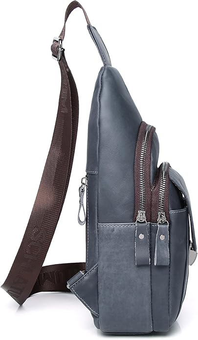 LUKZIJAES Genuine Leather Sling Bag for Men