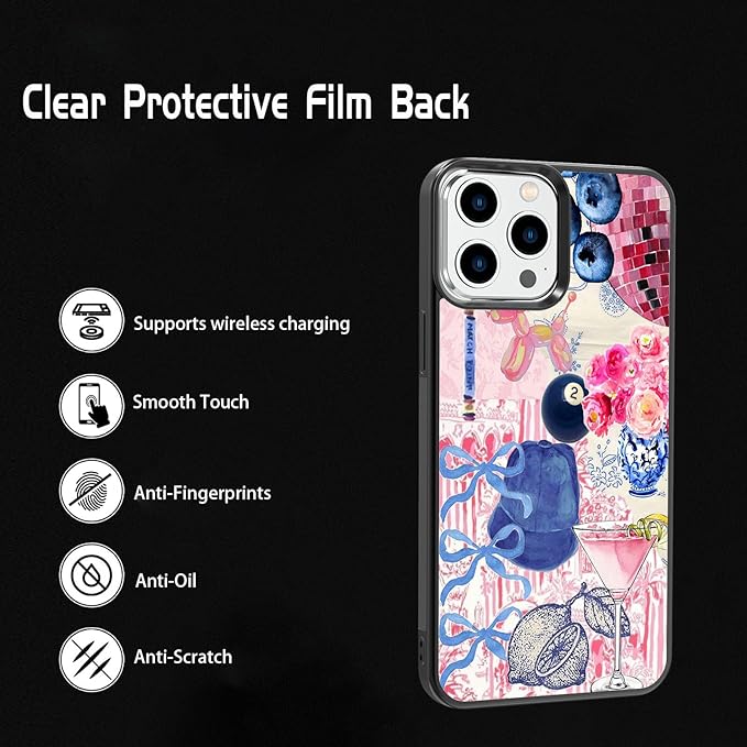 Aesthetic Collage Shockproof Protective Trendy Preppy Phone Case for iPhone 14 Pro Max Cute Flower Bow Cover