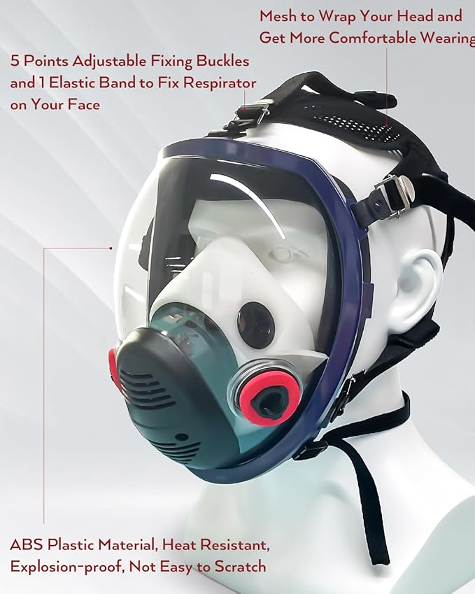 INCLY Full Face Dust Mask, Safe Face Masks Cover Reusable for Against Smoke, Dust, Chemical, Paint, Sanding, Welding, Vapors, Logging