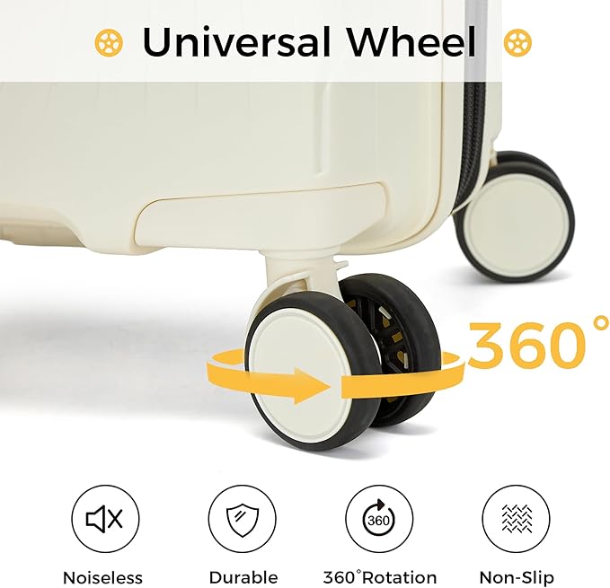 20 Inch Expandable Carry on Luggage, Hardside Lightweight Spinner Suitcase TSA Lock, 22x14x9 Airline Approved Hard Shell Expandable Travel Luggage with 20% More Capacity (White, 20 Inch)