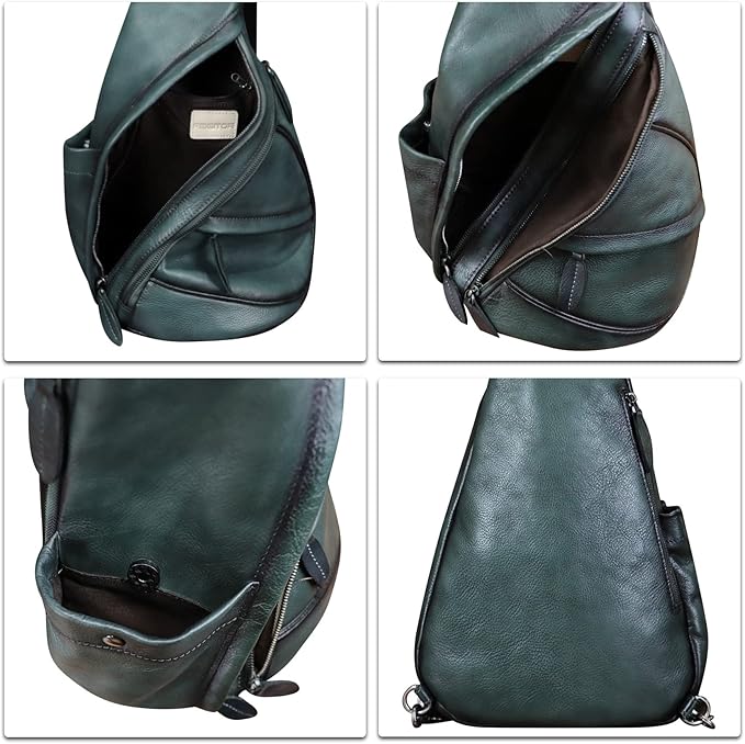 Genuine Leather Sling Bag for Men and Women Leather Sling Backpack Purses Chest Bag Crossbody Shoulder Fanny Bag