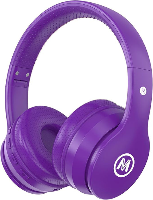 Headphones Kids Bluetooth 5.4 Wireless Play Time 68H Safe Volume Limit 85/94dB Over-Ear Foldable Headset,Fast Charging,with Aux Cord Built-in Mic for Toddler Child Pad Study Tablet Purple