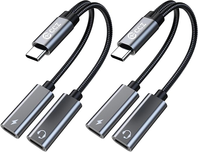 USB C Splitter,1 in 2 Out Dual USB C Type Headphone and Charger Audio Adapter,Hi-Fi Sound Quality Type C Headphone Adapter and Charging Dongle Cable Compatible with Phone 16/15 Pro Max(USB-USB,2Pack)